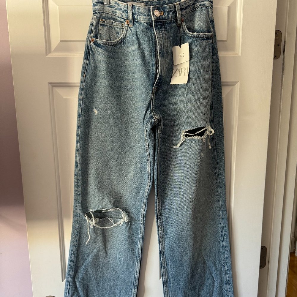 Zara High-Rise Full-Length Wide Leg Jean